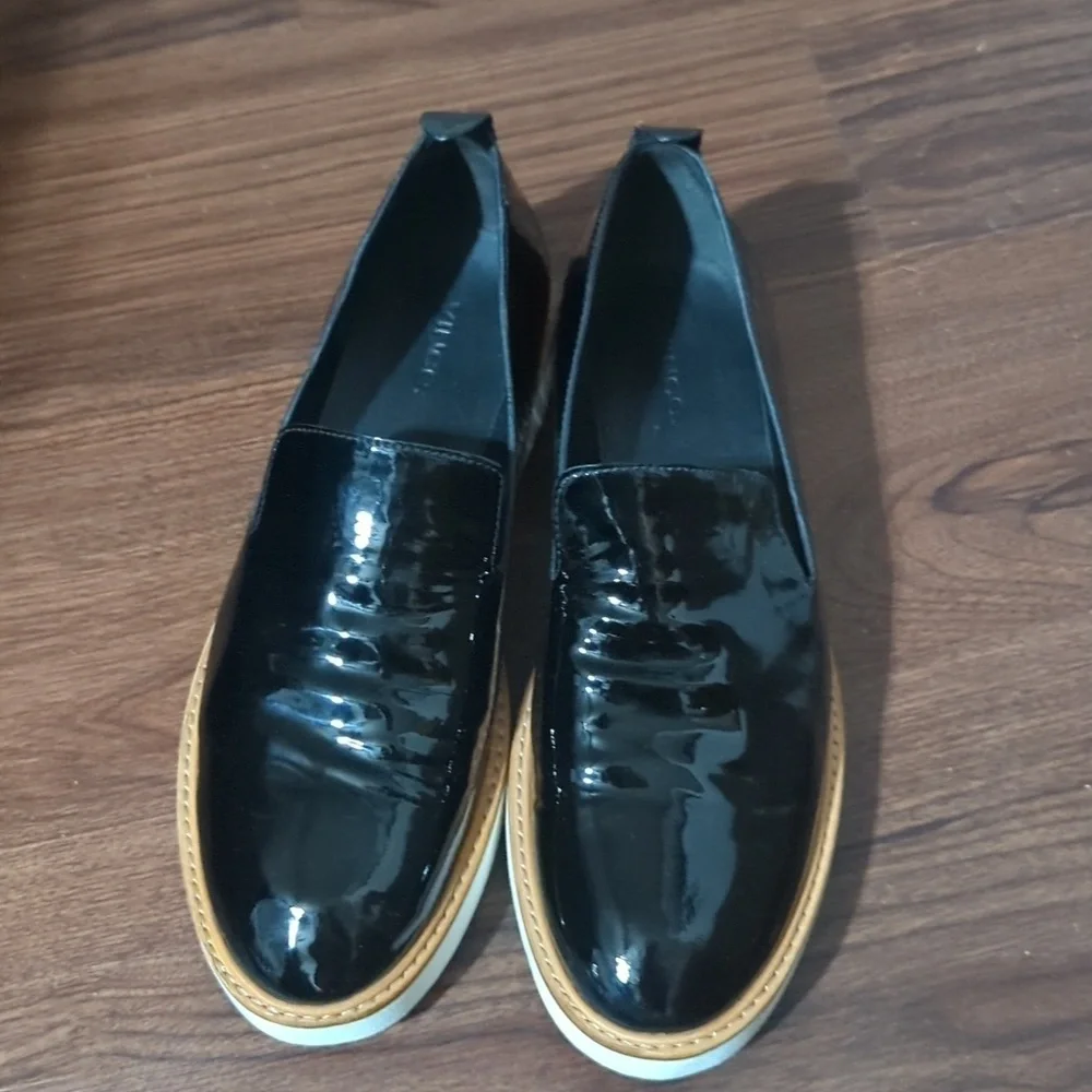 Vince Patent Leather Platform Slip On Sneakers
